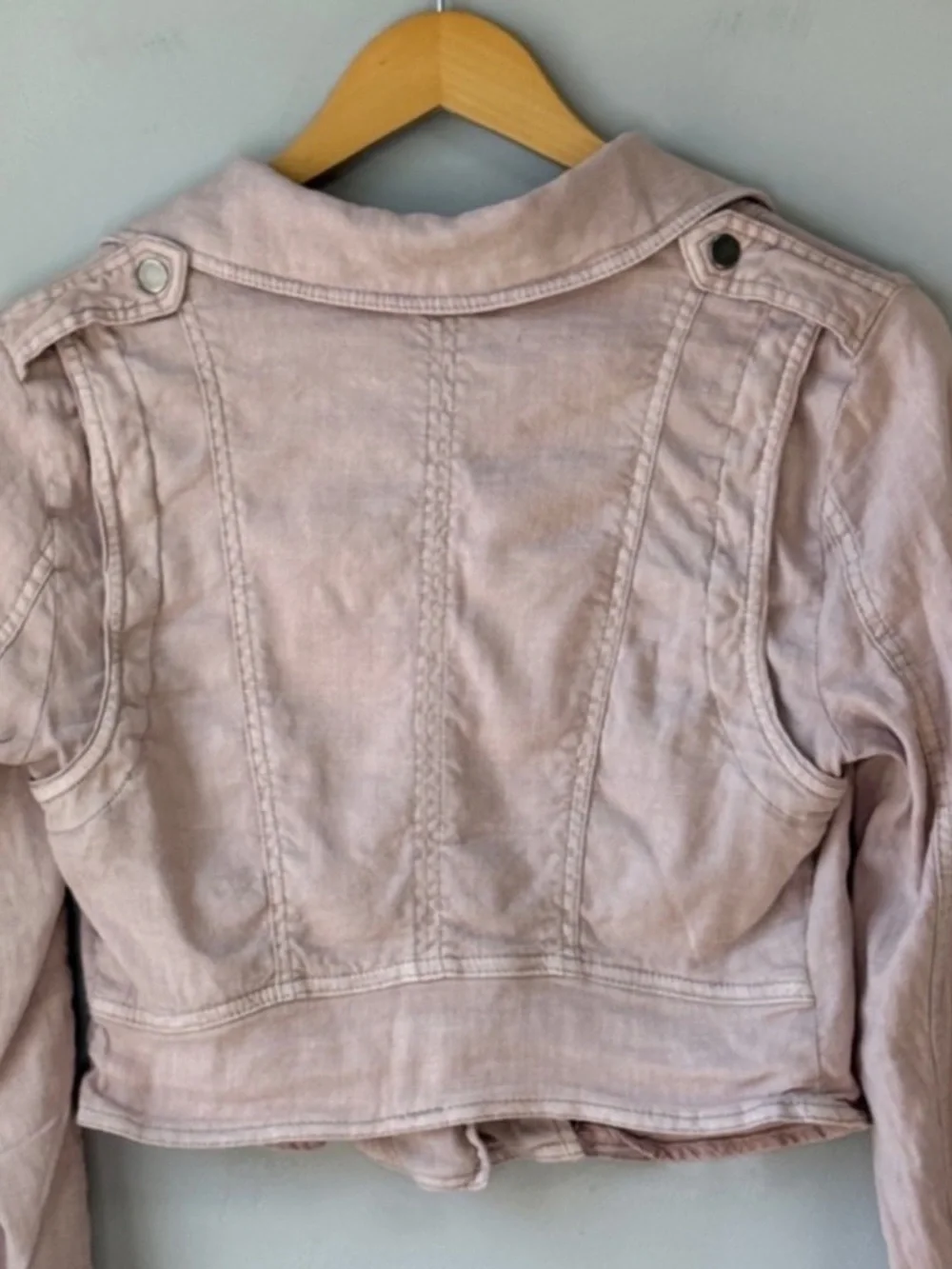 Free People Slub Linen Blend Cropped Moto Zip Up Jacket - Picture 3 of 8